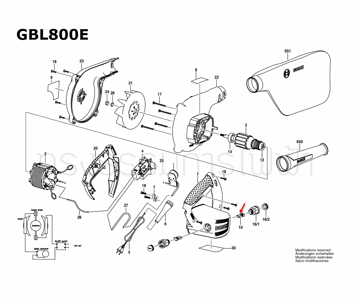 แปรงถ่าน Bosch บอช GBL800E, GBL82- 270 [#10] Pn.1604321129 (แท้)##