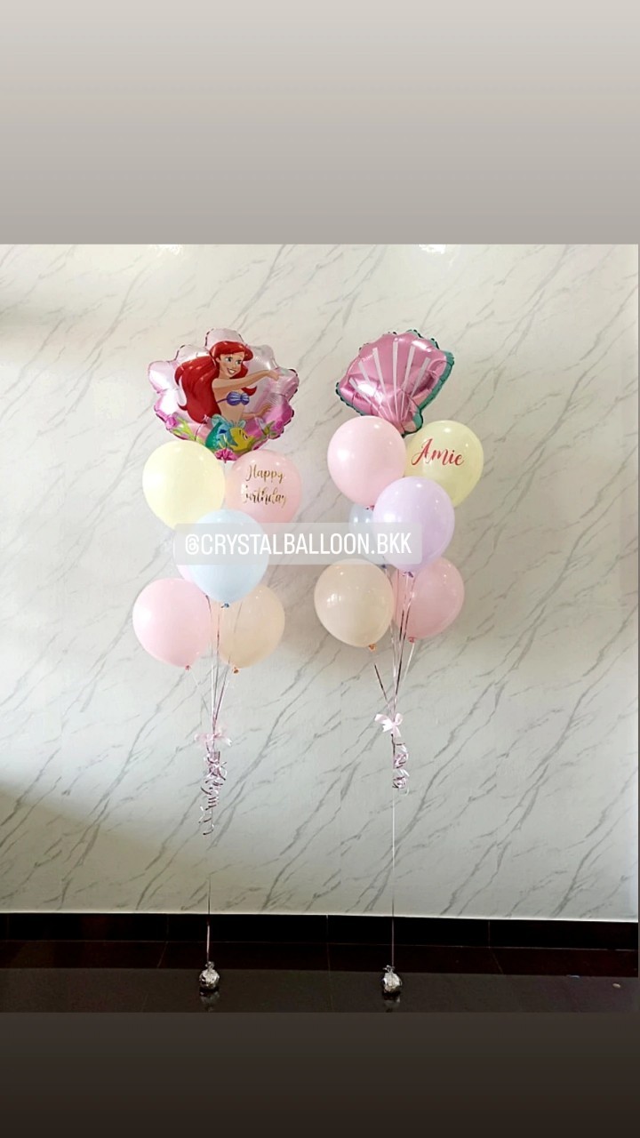 ลูกโป่ง วันเกิดเด็ก ช่อลูกโป่งฟอยล์หอย Mermaid ช่อ 7 ลูก 1 ช่อ พร้อม ช่อฟอยล์หอย สีชมพู ช่อ 7 ลูก 1 ช่อ Theme สีพาสเทล พร้อมตกแต่ง สามารถเปลี่ยนสีลูกโป่ง/เปลี่ยนข้อความ/เปลี่ยนฟอยล์ตกแต่งได้