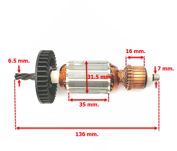 ทุ่น สว่าน Maktec มาคเทค, Makita มากีต้า MT60, MT602, MT603, MT606, MT607, M0600, M6001, M6002, 6412, 6413 (ใช้ทุ่นรุ่นเดียวกัน)
