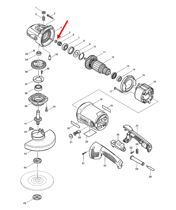 น๊อตล็อคปลายทุ่น หินเจียร Maktec-มาคเทค MT900,MT901 [#5] Pn.252194-9 (แท้) ##