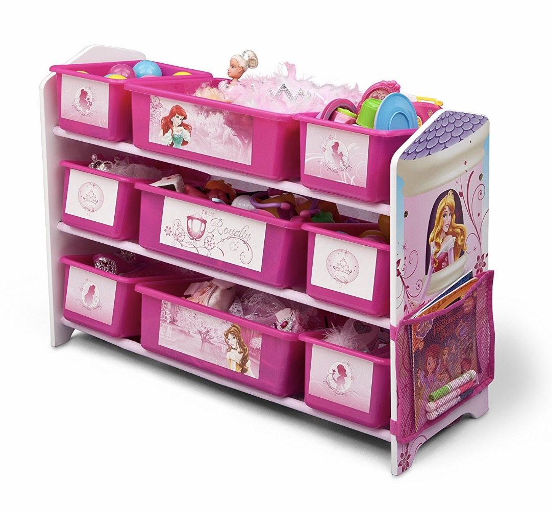 Delta Children Disney Princess Deluxe 9 Bin Plastic Organizer ชั้นเก็บของเด็กแบบกล่องพลาสติก 9 ช่อง หรูหรา ขนาดใหญ่ ลายเจ้าหญิงดิสนีย์ ลิขสิทธิ์แท้จากอเมริกา