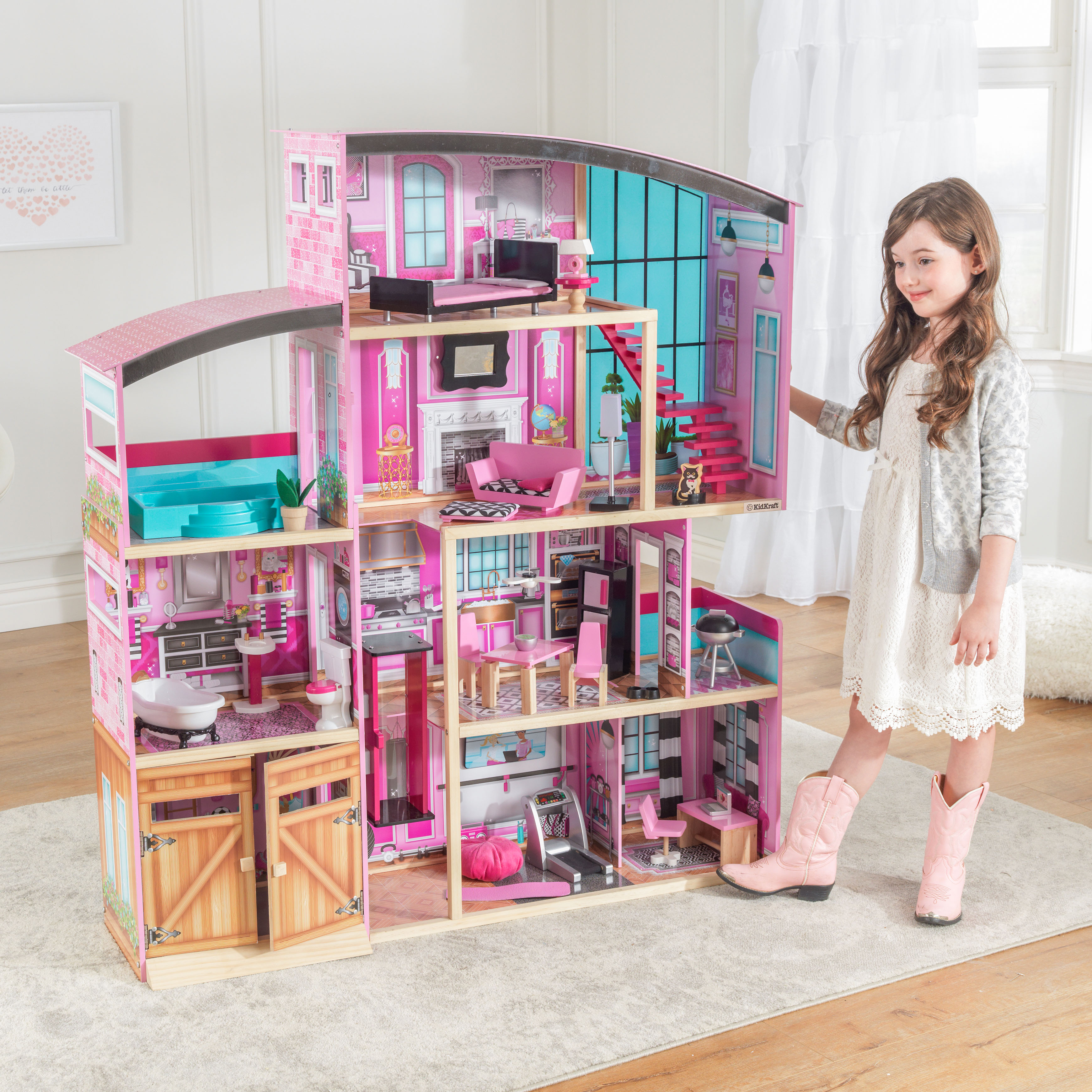 KidKraft Shimmer Mansion Dollhouse บ้านตุ๊กตา คิดคราฟ ชิมเมอร์แมนชั่น หลังใหญ่ มีเสียงและไฟเวลาเล่น