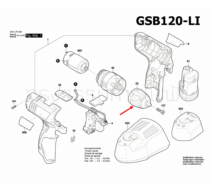 หัวจับดอก สว่านกระแทกไร้สาย BOSCH บอช GSB120-LI Pn.2609111312 (แท้-สั่ง)