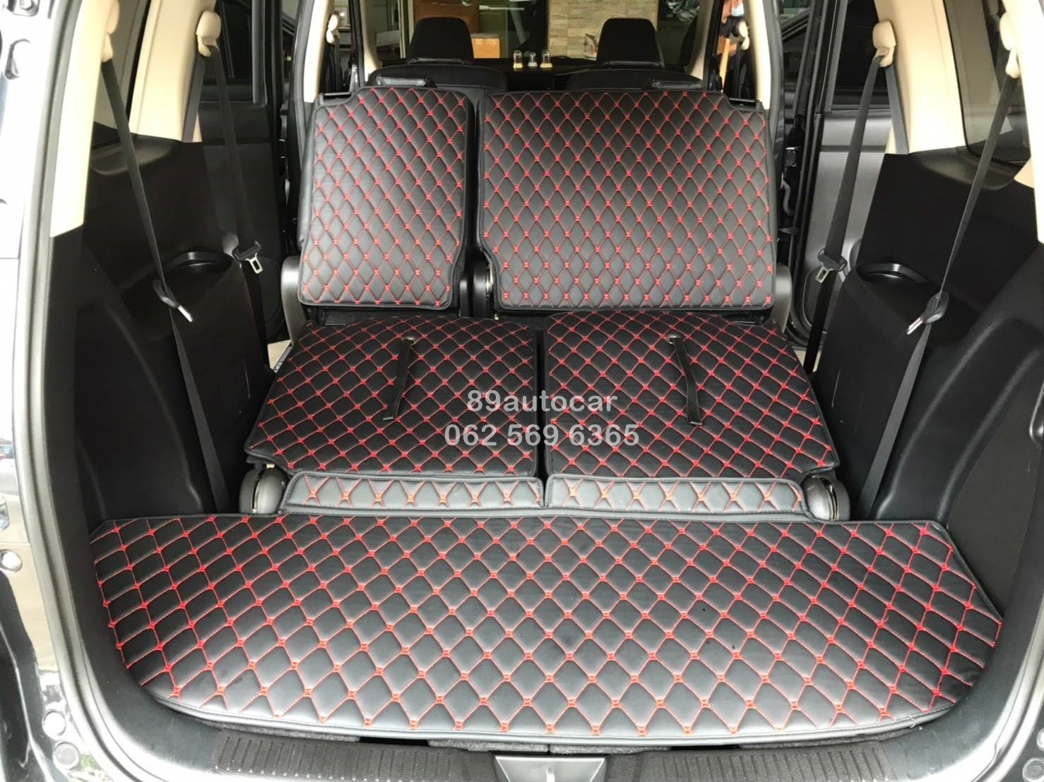 ผลิตพรมรถยนต์ Suzuki Ertiga 2019-2021 ปูพรม7D สีดำด้ายแดง + พรมดักฝุ่นสีแดงขอบดำ เต็มคัน