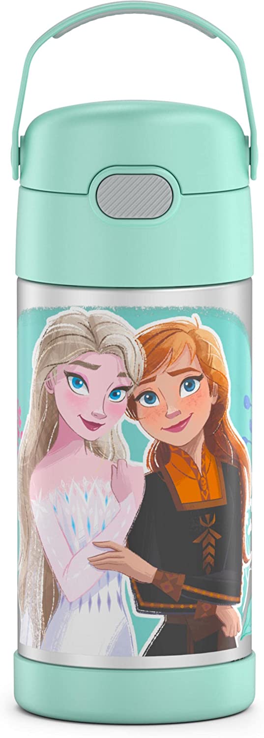กระติกดูดน้ำแตนเลสหุ้มฉนวนสุญญากาศยี่ห้อ Thermos ของแท้ขนาด 12 ออนซ์ ลาย Frozen 2