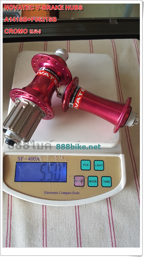 NOVATEC ดุมหน้า-หลัง วีเบรค ซีลแบริ่ง 2 ดลับ 32 รู สีดำ เพลาดุมอัลลอย พร้อมแกนปลด มีกล่อง (#A141SB+F062SB) 32H, 36H สีดำ สีแดง