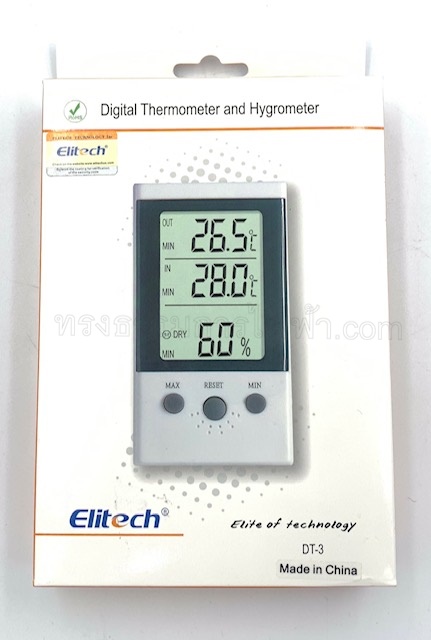 เครื่องวัดอุณหภูมิ ความชื้น แบบดิจิตอล ยี่ห้อ ELITECH (รุ่น DT-3)