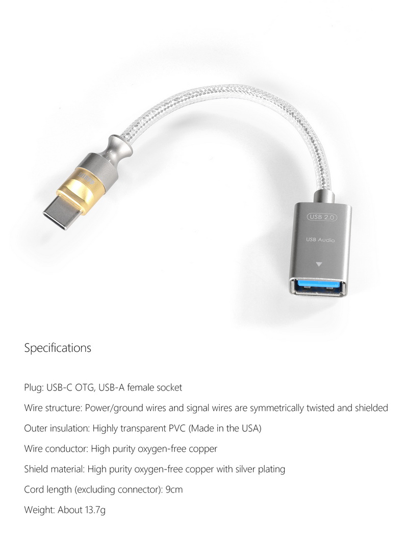 DD TC07F สายแปลง TypeC เป็น USB 2.0 OTG สำหรับต่อกับอุปกรณ์เครื่องเสียง ประกันศูนย์ไทย