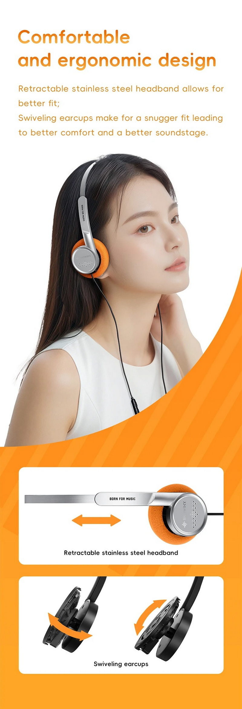 Snowsky Wind หูฟังครอบหูขนาดเล็ก สไตล์ย้อนยุค ไดรเวอร์ไดนามิก สวมใส่สบาย ประกันศูนย์ไทย