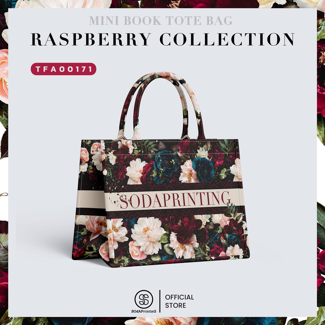 กระเป๋า Mini Book tote bag Raspberry Collection ใส่ชื่อได้ รหัส TFA00169-TFA00172 #SOdAPrintinG