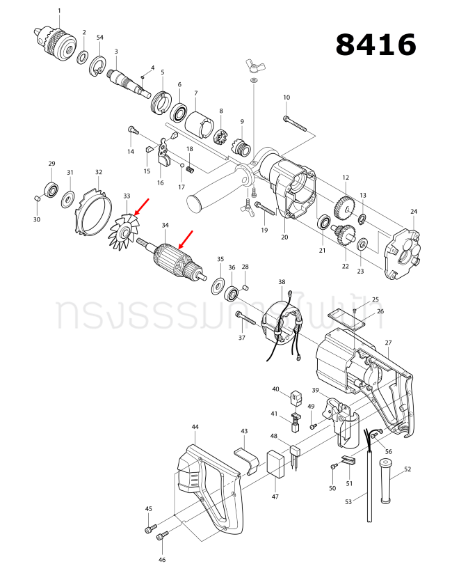 ทุ่น สว่านกระเเทก Makita มากีต้า 8416 (แท้) ##(*)