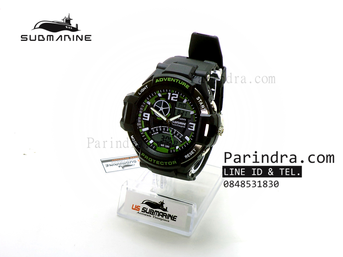 นาฬิกา US submarine Adventure Protector รุ่น TP3156M สีดำตัดเขียว(พื้นเทา)