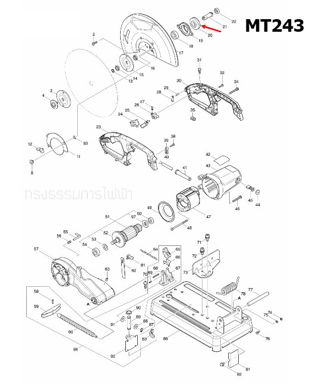 เฟือง แท่นตัด Maktec-มาคเทค MT243, M2401 [#20] Pn.221462-1 (แท้) ## (**)