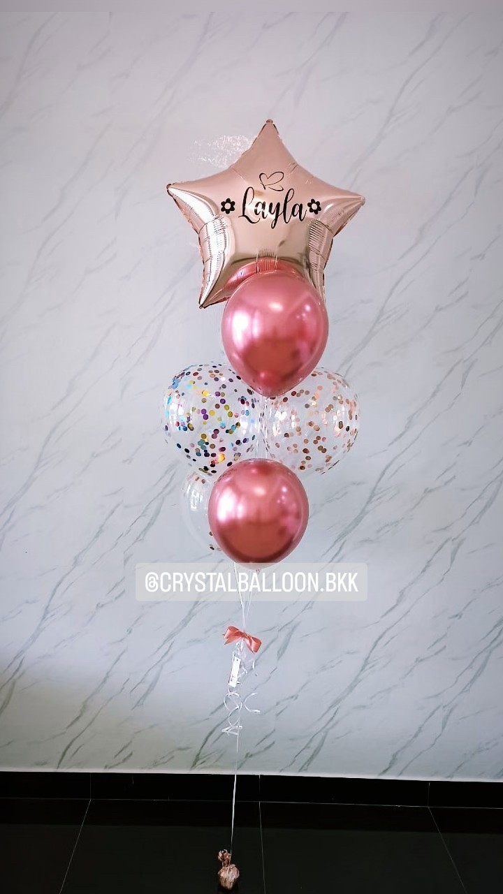 ลูกโป่ง แสดงความยินดี ช่อลูกโป่ง ฟอยล์ดาว ขนาด 24" ช่อ 7 ลูก 1 ช่อ พร้อม ลูกโป่งใส ใส่ Confetti 5 ลูก พร้อมตกเเต่ง สามารถเปลี่ยนสีลูกโป่ง/เปลี่ยนข้อความ/เปลี่ยนสี-ฟอยล์ตกแต่งได้