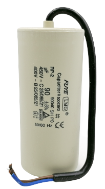 คาปาซิเตอร์ 90uf 450v.(กลม-สายไฟ)