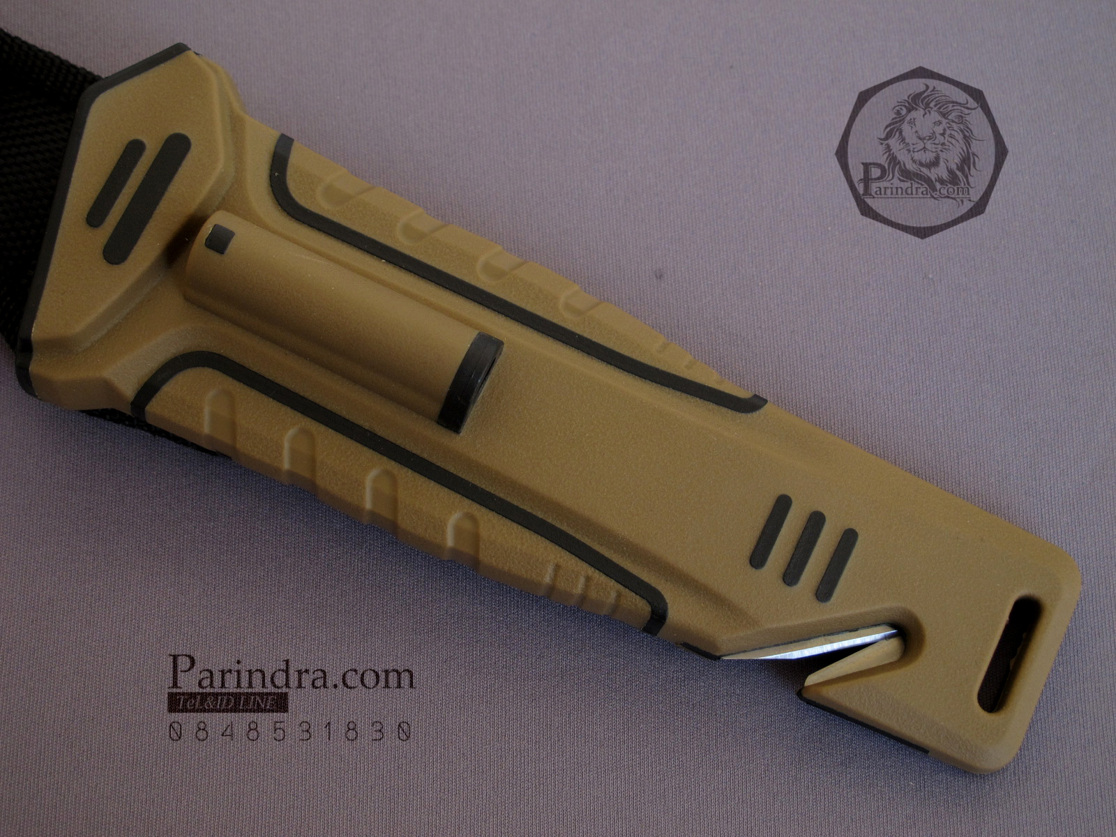 มีดใบตายเดินป่า Ganzo Hunting Survival Knife กานโซ่ รุ่น G-801 DY สีน้ำตาลอ่อนตัดดำ ของแท้ 100%