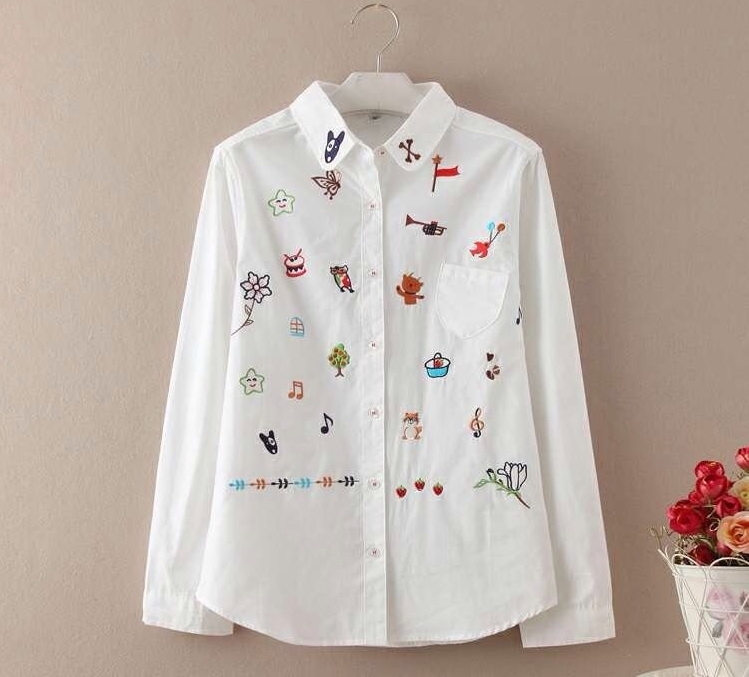 เสื้อเชิ้ตแขนยาวปักลาย