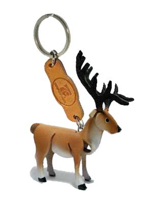 พร้อมส่ง พวงกุญแจหนังแท้ Handmade รูปกวางเอว