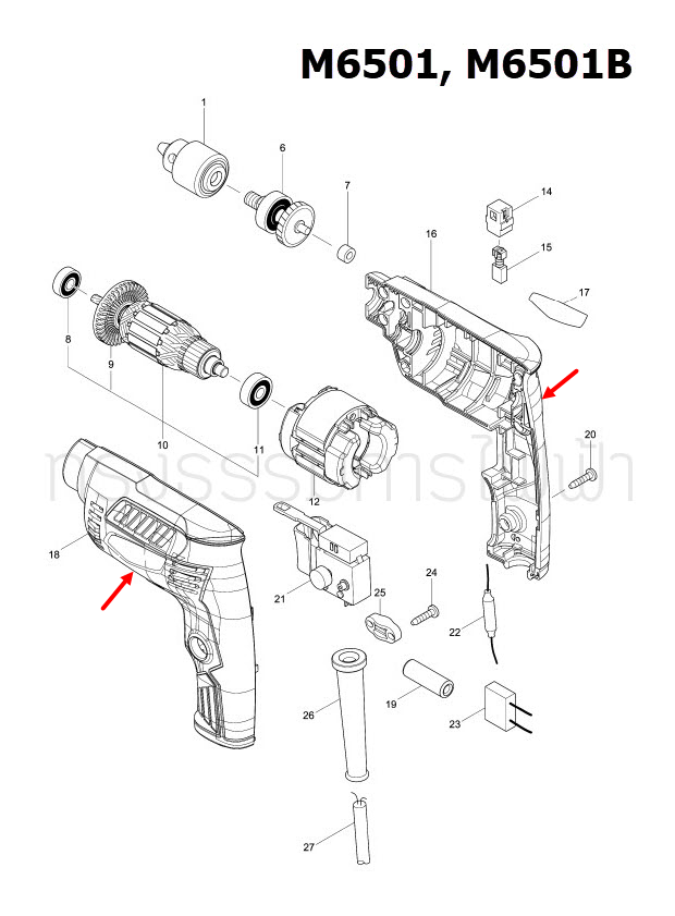 เสื้อฟิลคอยล์ สว่านไฟฟ้า Makita มากีต้า M6501, M6501B [#16, #18] Pn.183F77-7 (แท้) ## (*)