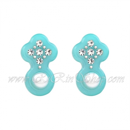 Aznavour ต่างหู, ตุ้มหู เซลลูโลส แต่งคริสตัลและมุก Swarovski ( Mint )