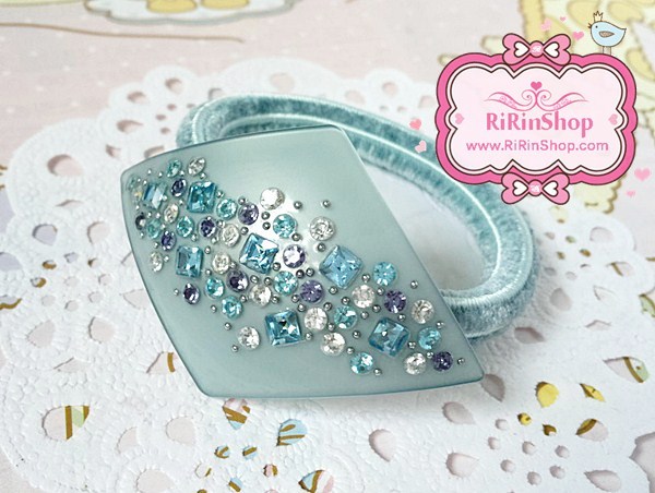 Rena chris ยางรัดผมสี่เหลี่ยมแต่งคริสตัล Swarovski (Emerald)