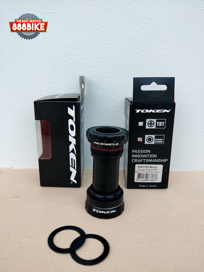 กะโหลกกลวงแบร์ริ่ง TOKEN รุ่น TK877EX เกลียวอังกฤษ Shimano ROAD&MTB BSA1.37"x24T 68/73mm