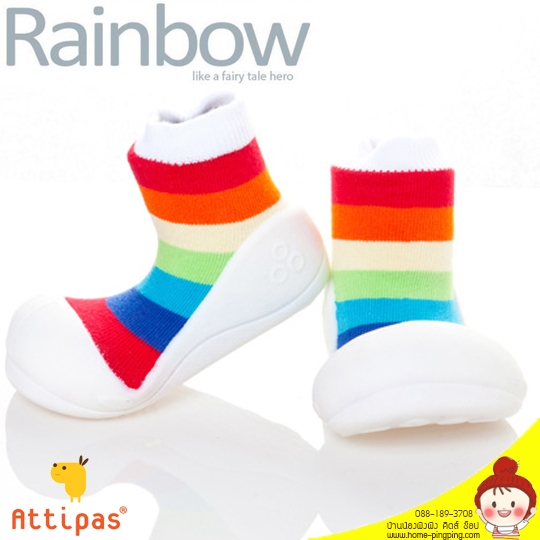 รองเท้าหัดเดิน Attipas รุ่น Rainbow White (พื้นรองเท้าสีขาว) รองเท้าหัดเดินที่ดีที่สุด แบรนด์ ATTIPAS