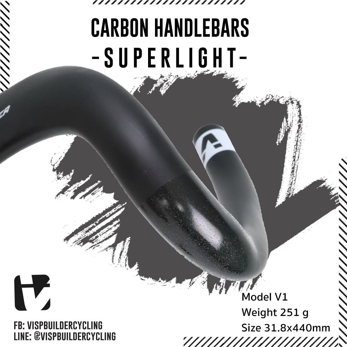 แฮนด์คาร์บอนเสือหมอบ VISP BUILDER V1 Aero integrated Handlebar, Reach80/Drop120mm.