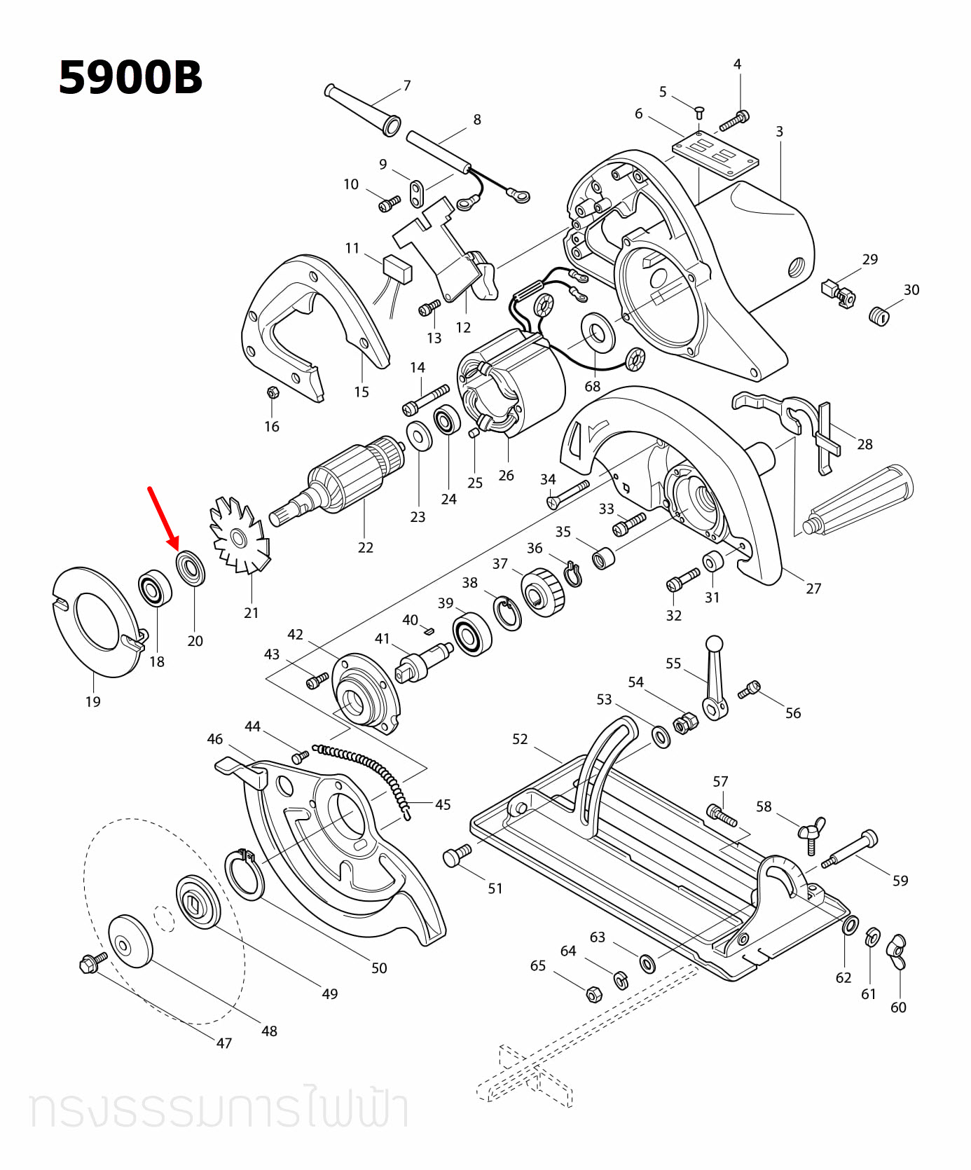 ยางกันฝุ่นใหญ่ กบไสไม้ไฟฟ้า Makita 1804N [#32], 1805N [#50], 5900B [#20], HM0810 [#40], HM0810T, TA [#41] Pn. 213102-5 (แท้) ##