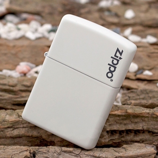 ไฟแช็ค Zippo แท้ " Zippo 214ZL Logo White Matte Finish Lighter " แท้นำเข้า 100%