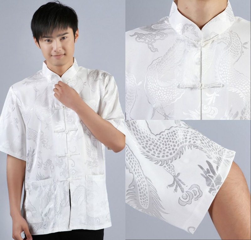 Pre-order ชุดจีน เสื้อจีนชาย แขนสั้น สีขาว