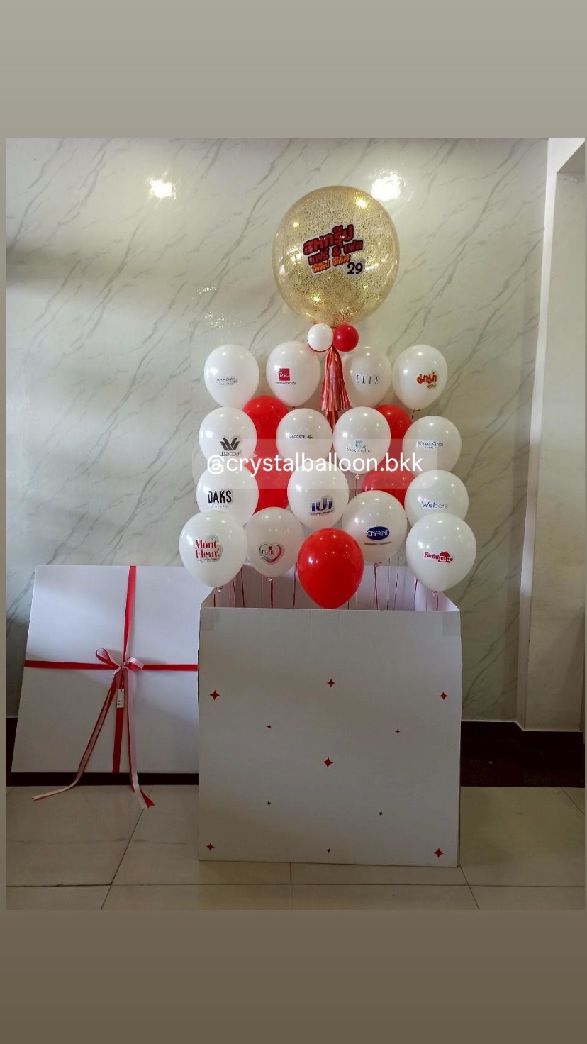 Jumbo Box 36" Surprise Box กล่องเซอร์ไพรส์ไม่กาง Bubble ขนาด 24"กลิตเตอร์สีทอง พร้อมอิงเจท 1 ชิ้น ลูกโป่ง12' 20ลูก อิงเจท 15 ชิ้น ,พร้อมตกแต่ง สามารถเปลี่ยนสีลูกโป่ง/เปลี่ยนข้อความได้