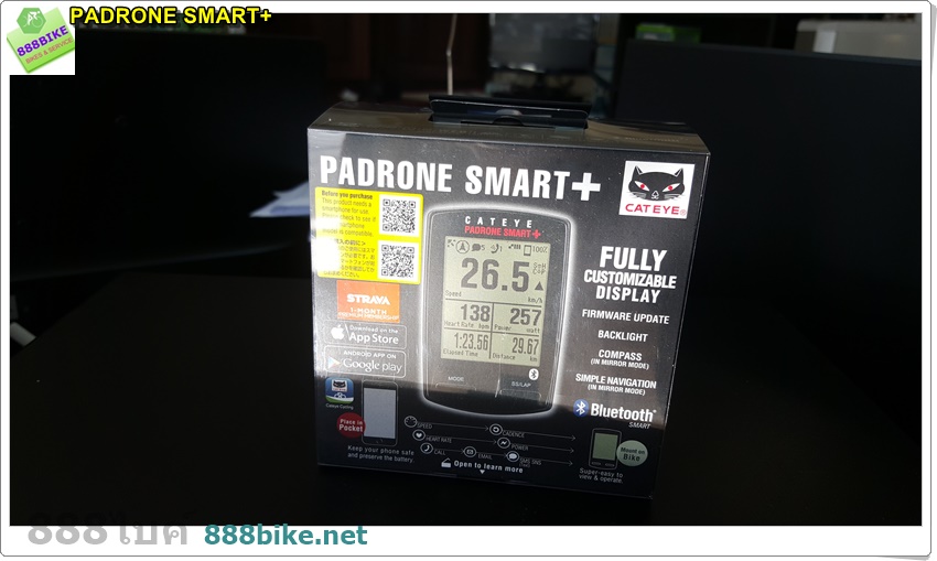 CATEYE ไมล์ PADRONE SMART+, มี GPS, CC-SC100B, พร้อมเซนเซอร์วัดรอบขา(ISC-12)และเซนเซอร์วัดหัวใจ (Heart rate,HR-12)