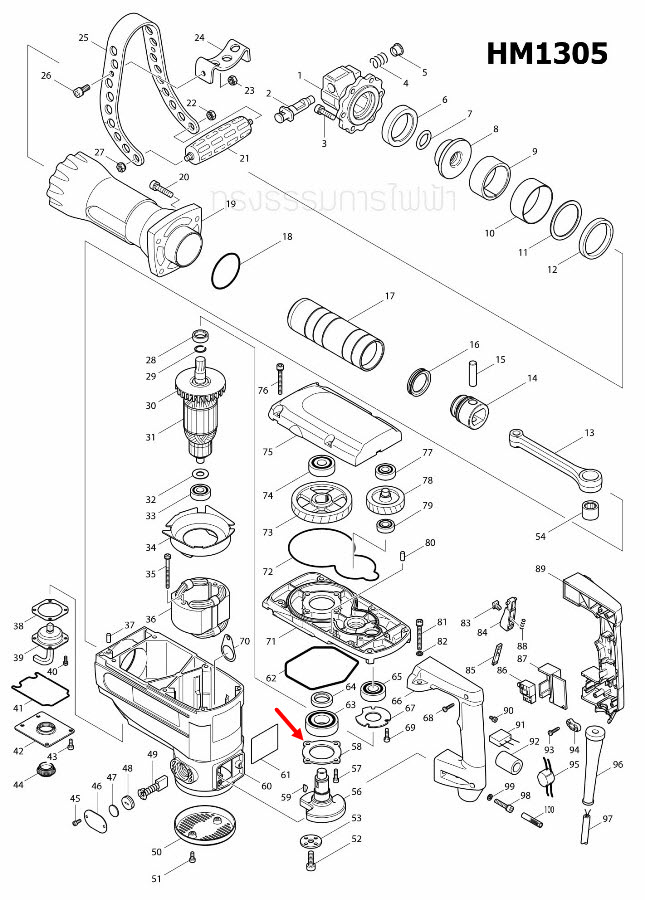 BEARING RETAINER 64 สกัด เจาะพื้น Makita HM1305 [#58] Pn.285716-0 (แท้) ##