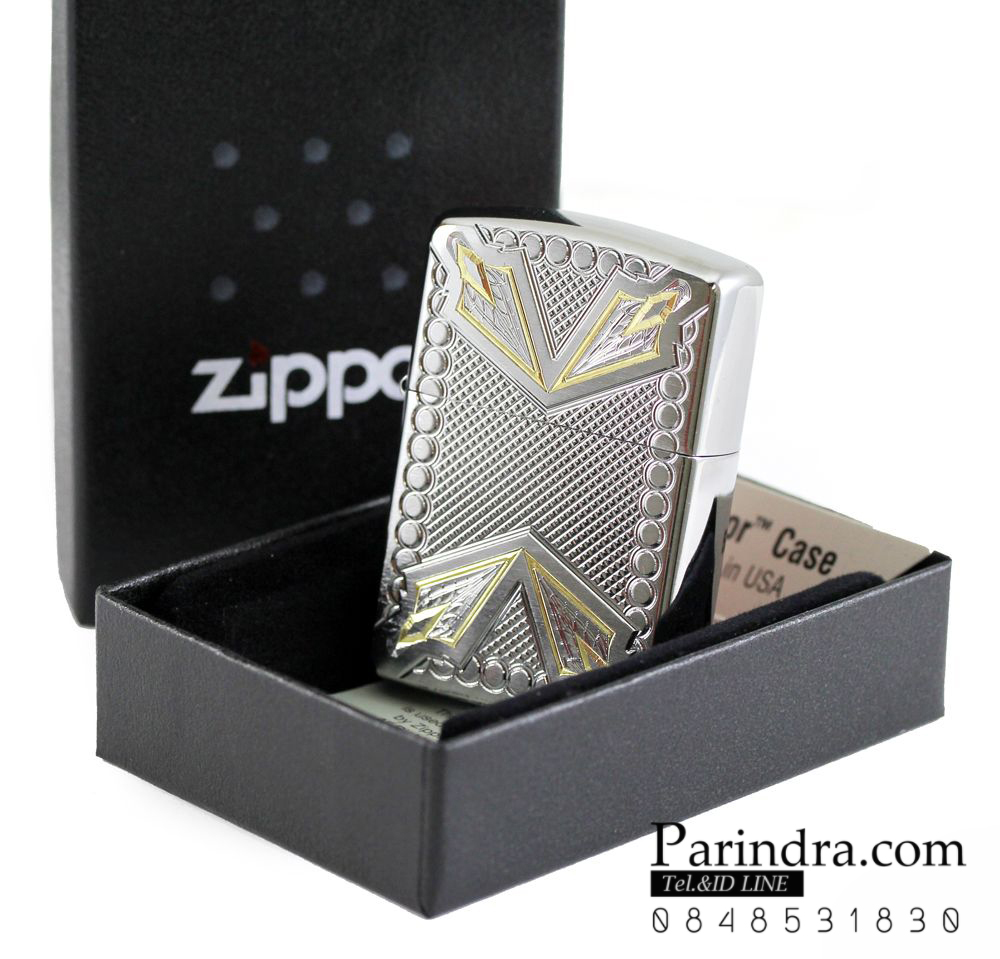 ไฟแช็ค Zippo แท้ ศรจตุรทิศ "Zippo 28808, Armor, Arrowhead Pattern, Deep Carved," แท้นำเข้า 100%