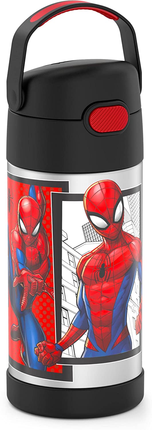 กระติกดูดน้ำแตนเลสหุ้มฉนวนสุญญากาศยี่ห้อ Thermos ของแท้ขนาด 12 ออนซ์ ลาย Spider-Man 2