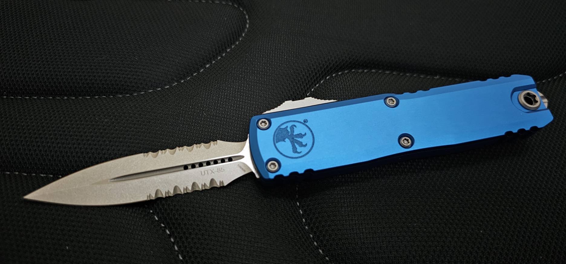 Microtech UTX-85 Gen III Stonewash Blue Handle Part Serrated