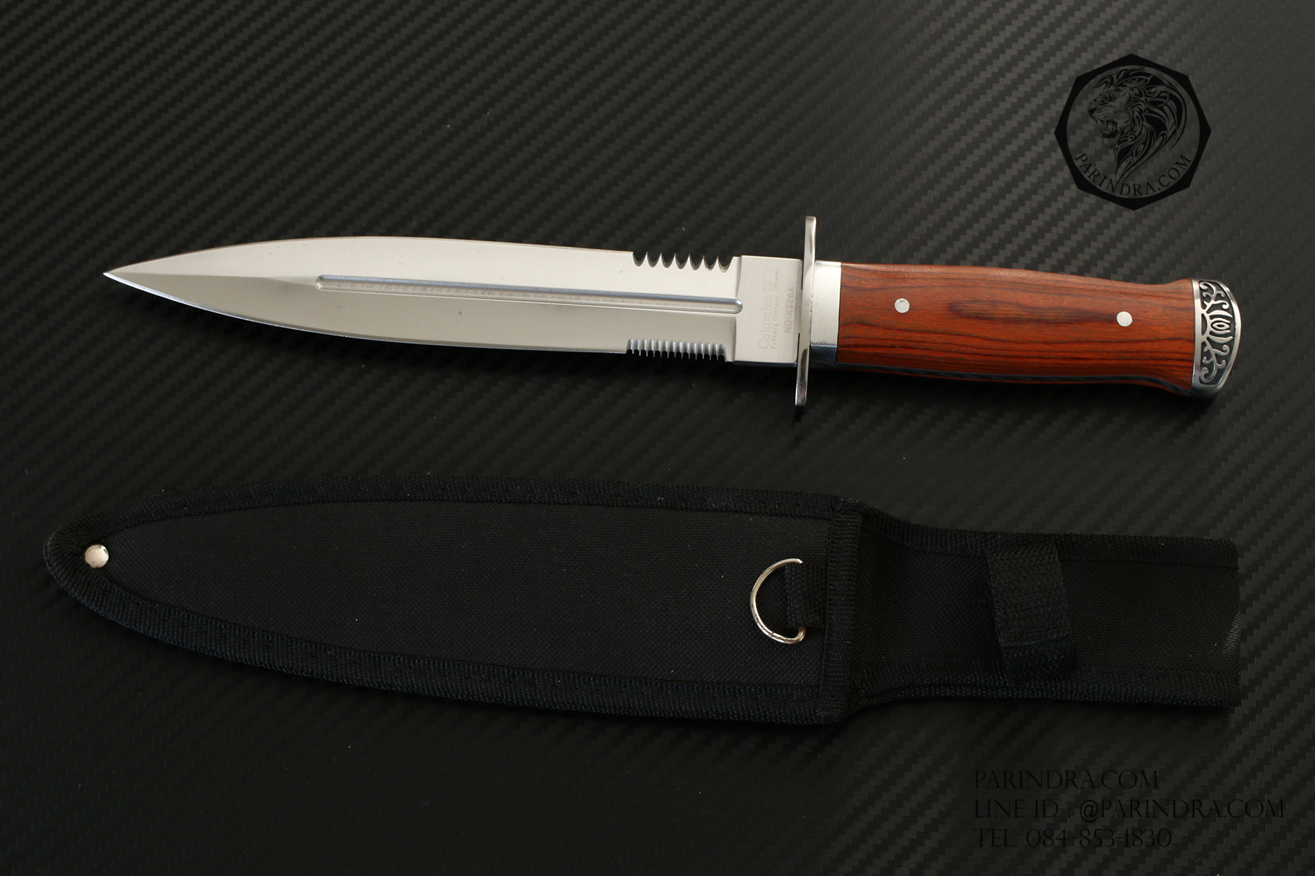 มีดใบตาย Columbia รุ่น K326A ใบมีดสองคม คมกริบ มีฟันเลื่อย