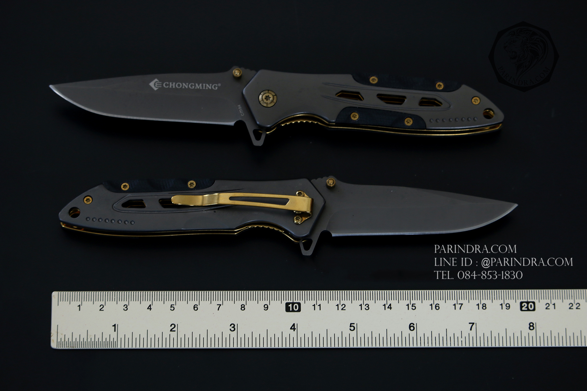 มีดพับ CHONGMING รุ่น CM84 สีเทาตัดทอง