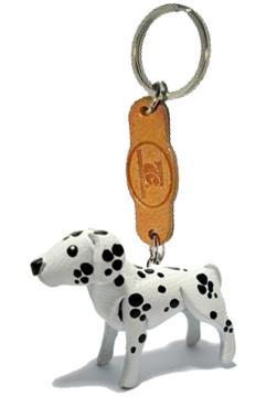 พร้อมส่ง พวงกุญแจหนังแท้ Handmade รูปหมาดัลเมเชียน