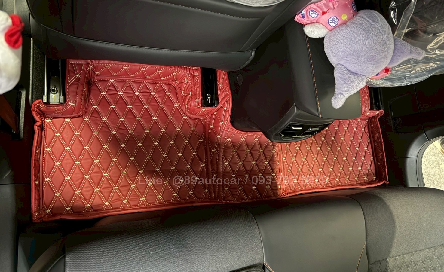 พรมรถ MG3 Hybrid 2025ปูพรมVVIP ด้ายคู่ สีแดงไวน์ด้ายทอง เต็มคัน