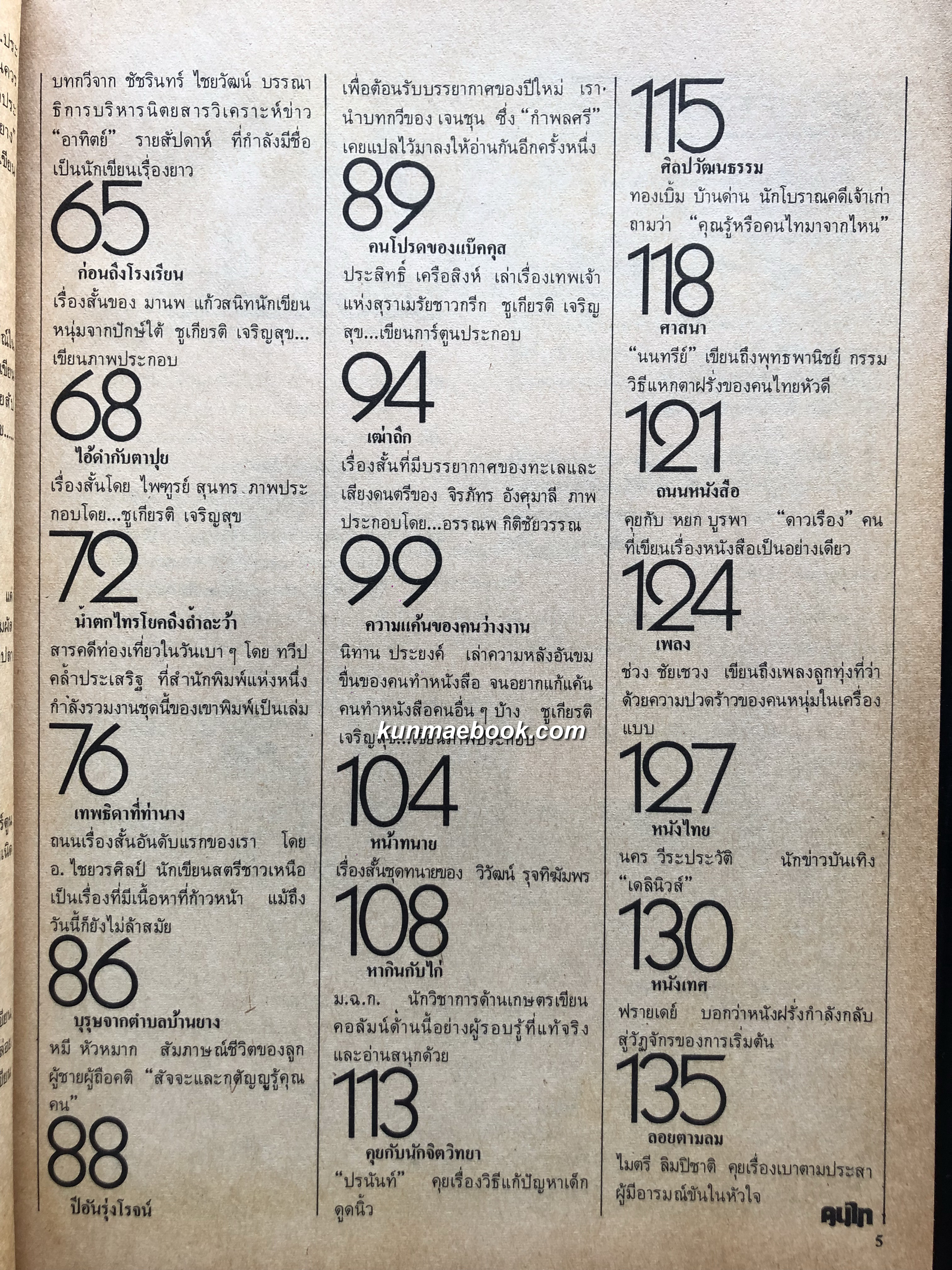 คนไท ถนนเรื่องสั้น สารคดีท่องเที่ยว ฯลฯ ( ฉบับปฐมฤกษ์ )