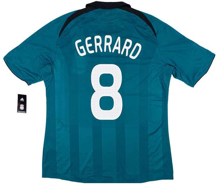 เสื้อลิเวอร์พูล 2008-09 Liverpool CL Third Shirt Gerrard 8 ของแท้ ใหม่ป้ายห้อย Size L