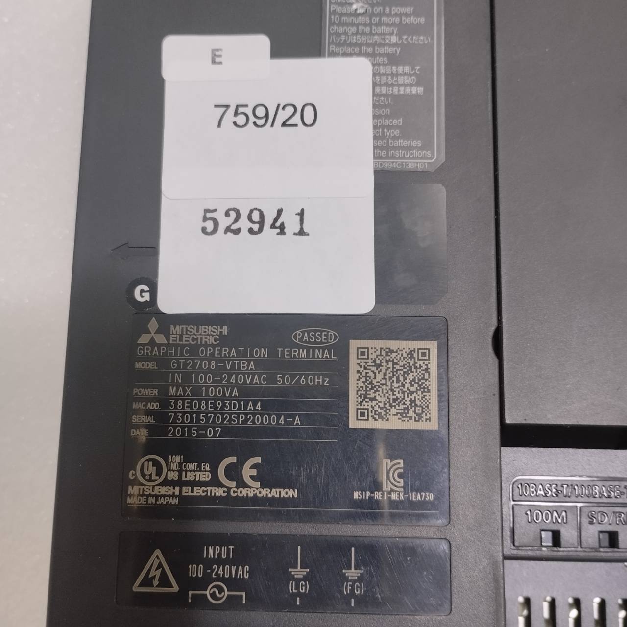 GT2708-VTBA HMI " MITSUBISHI "