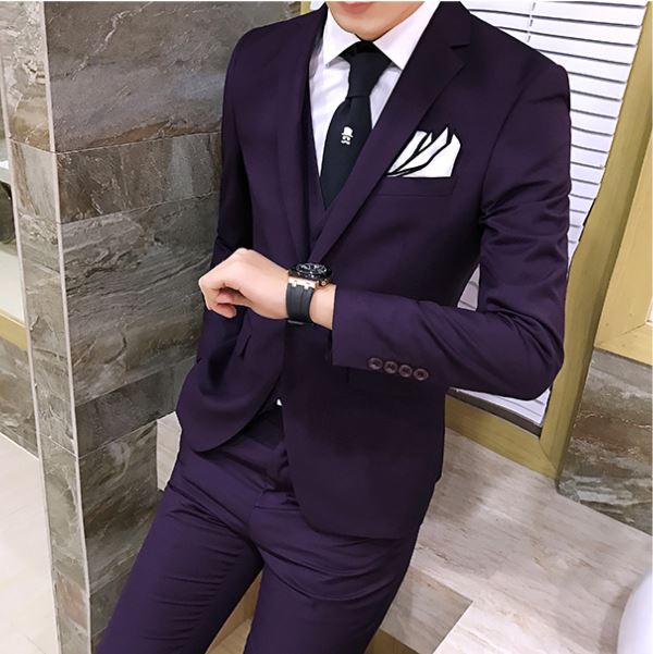 Pre-order ชุดสูทชาย สีม่วง เข้ารูป