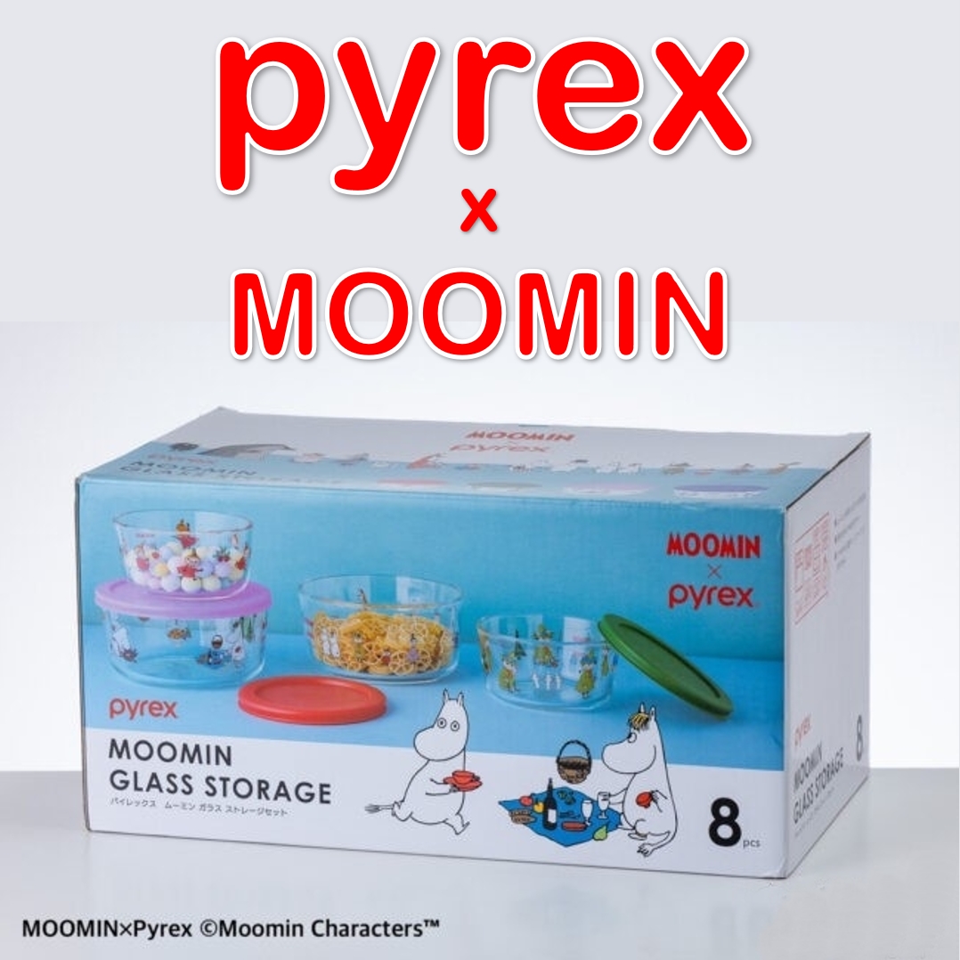 กล่องเก็บอาหาร Pyrex Moomin Glass Food Storage Snack Container Bowls 8pcs กล่องแก้ว Pyrex