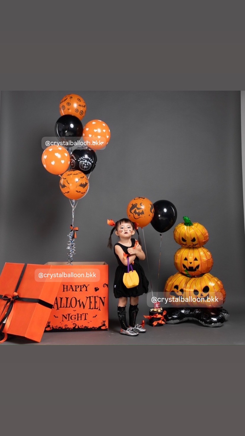 กล่องของขวัญ Halloween Surprise Box กล่องส้ม ขนาด21" พร้อมตกแต่ง ลูกโป่งช่อ 7 ลูก 1 ช่อ,ฟอยล์ฟักทอง 1 ชิ้น , สามารถเปลี่ยนสีลูกโป่ง/เปลี่ยนฟอยล์ตกแต่งได้