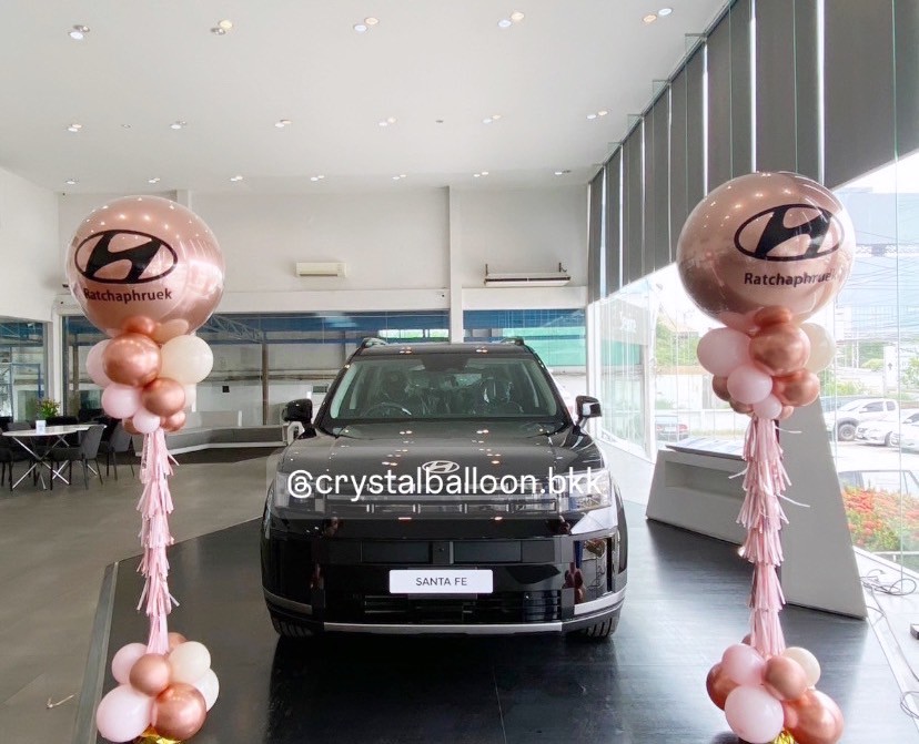 เสาลูกโป่ง เปิดงาน ลูกโป่งยาง ขนาด 36" สีโรสโกลด์ 2 เสา พร้อมตกแต่ง สามารถเปลี่ยนสีลูกโป่ง/เปลี่ยนข้อความได้