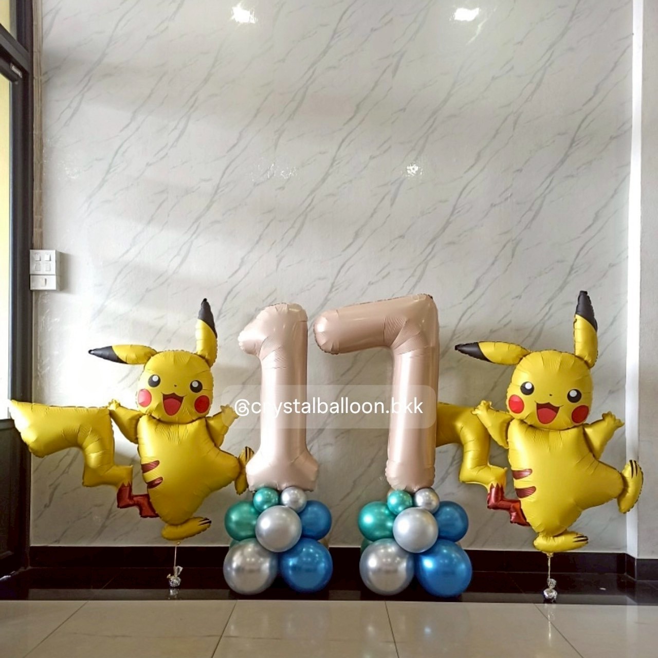 ลูกโป่ง วันเกิดเด็ก ฟอยล์ปิกาจูใหญ่ 2 ชิ้น ฟอยล์ตัวเลข ขนาด 40" ตั้งฐาน 2 ชิ้น พร้อมตกแต่ง สามารถเปลี่ยนฟอยล์ตัวเลข/เปลี่ยนสีลูกโป่งได้