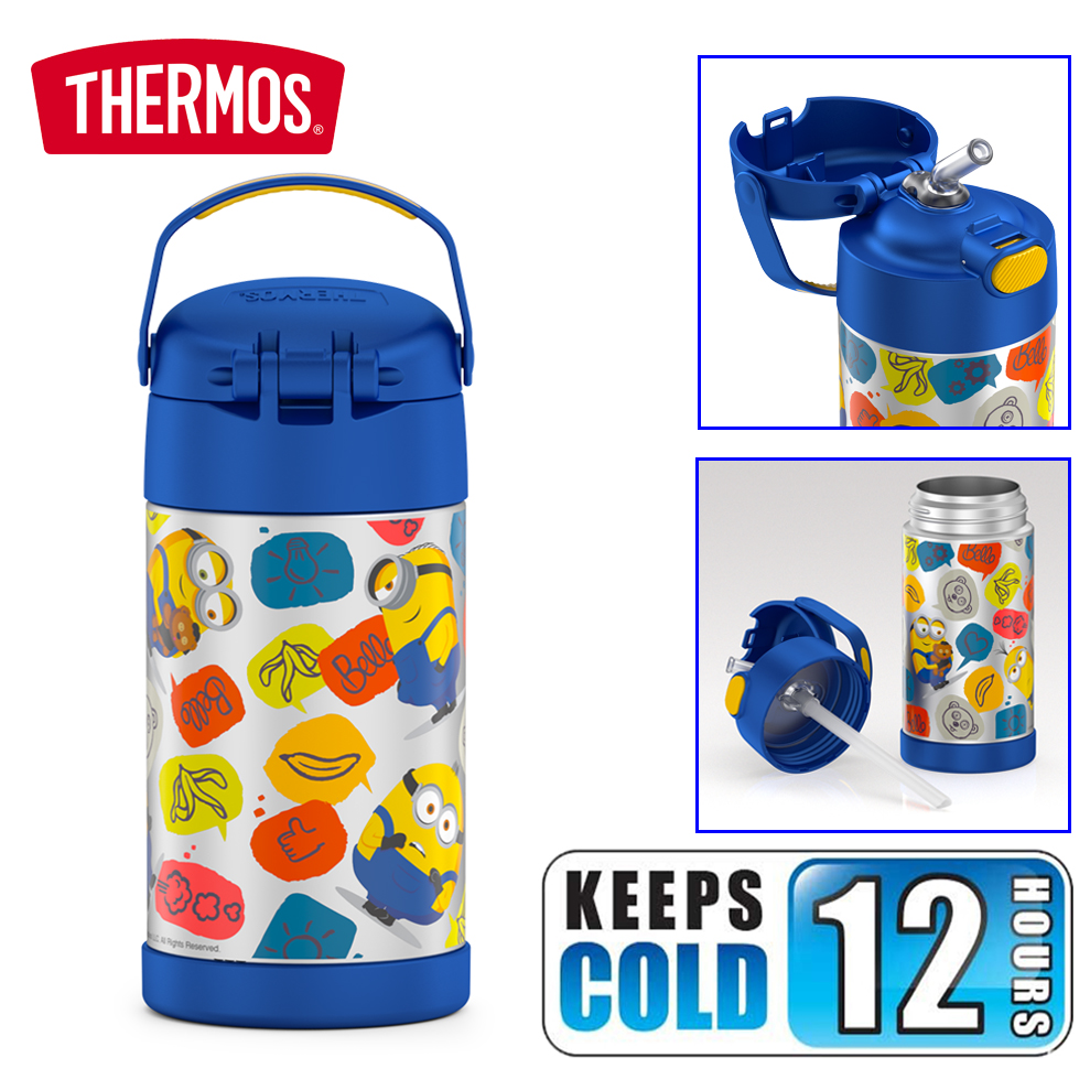 กระติกน้ำเก็บความเย็น มินเนี่ยน Thermos Vacuum Insulated Stainless Steel 12 Ounce Funtainer with Straw